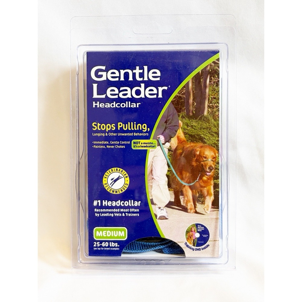 Gentle Leader Head Collar Dog Training Guide Walk Anti Pull Med 25 To 60lbs DVD